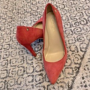 Calvin Klein suede leather pointy toed heels